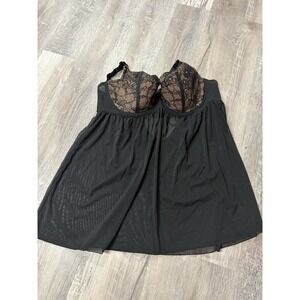 Adore Me Black Lace Underwire Babydoll Lingerie 40G Sheer Mesh Chemise Plus Size